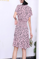 Pink and Black Above Knee Polkadot Dress for Casual Party
