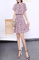 Pink and Black Above Knee Polkadot Dress for Casual Party