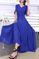 Blue Maxi V Neck Plus Size Dress for Party Evening Cocktail Bridesmaid