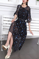 Black Colorful Knee Length Plus Size Dress for Casual Party