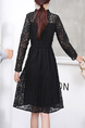 Black Above Knee Long Sleeve Lace Fit & Flare Dress for Party Evening Cocktail