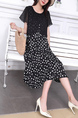 Black and White Knee Length Plus Size Dress for Casual Party Office