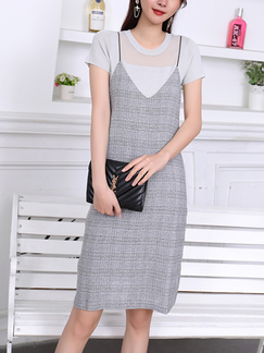 Gray Above Knee Sheath Dress for Casual Party Office Evening