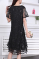 Black Knee Length Plus Size Lace Dress for Party Evening Cocktail