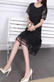 Black Knee Length Plus Size Lace Dress for Party Evening Cocktail