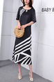 Black and White Midi Dress for Casual Party Office