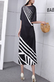Black and White Midi Dress for Casual Party Office
