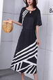 Black and White Midi Dress for Casual Party Office