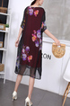 Black Colorful Shift Knee Length Dress for Casual Party Office