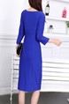 Blue Bodycon V Neck Long Sleeve Plus Size Dress for Party Evening Cocktail