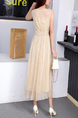 Beige Lace Maxi Plus Size Dress for Party Evening Bridesmaid