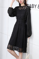 Black Long Sleeve Plus Size Above Knee Lace Dress for Party Evening Cocktail