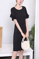 Black Sheath Above Knee Plus Size Dress for Casual Party Office