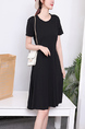 Black Fit & Flare Above Knee Plus Size Dress for Casual Party Office