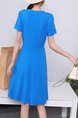 Blue Fit & Flare Above Knee Plus Size Dress for Casual Party Office