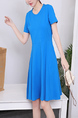 Blue Fit & Flare Above Knee Plus Size Dress for Casual Party Office