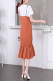 Orange and White Sheath Midi Dress for Casual Party