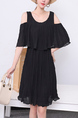 Black Above Knee Fit & Flare Dress for Casual Party Office