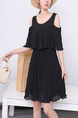 Black Above Knee Fit & Flare Dress for Casual Party Office