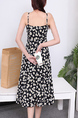 Black and White Plus Size Floral Slip Knee Length Dress for Casual Party Beach