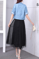 Blue and Black Collared Midi Dress for Casual Party Office
