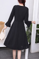 Black Long Sleeve Fit & Flare Knee Length Plus Size Dress for Casual Party Office Evening