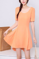 Orange Above Knee Fit & Flare Dress for Casual Party