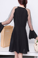 Black Fit & Flare Above Knee Long Sleeve Dress for Casual Party Evening