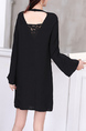 Black Shift Above Knee Long Sleeve Dress for Casual Party Office Evening