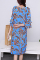Blue and Colorful Shift Knee Length Dress for Casual Party