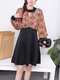 Black and Colorful Fit & Flare Long Sleeve Plus Size Above Knee Dress for Casual Party Office Evening