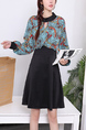 Black and Colorful Fit & Flare Long Sleeve Plus Size Above Knee Dress for Casual Party Office Evening