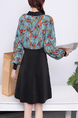 Black and Colorful Fit & Flare Long Sleeve Plus Size Above Knee Dress for Casual Party Office Evening
