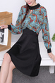Black and Colorful Fit & Flare Long Sleeve Plus Size Above Knee Dress for Casual Party Office Evening