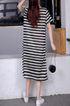 Black and White Shift Midi Dress for Casual Sporty