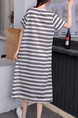 Grey and White Shift Midi Dress for Casual Sporty