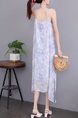 White and Blue Strap Maxi Dress for Casual Beach