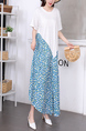 White and Blue Maxi Floral Plus Size Dress for Casual Beach