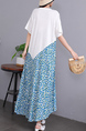 White and Blue Maxi Floral Plus Size Dress for Casual Beach