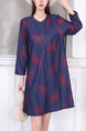 Navy Blue and Red Above Knee Shift Dress for Casual Party