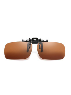 Brown Gradient Plastic Polarized Clip-on Rectangle Sunglasses
