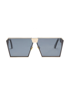 Black Solid Color Metal and Plastic Polarized Irregular Sunglasses