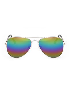 Multi-Color Gradient Plastic and Metal Aviator Sunglasses