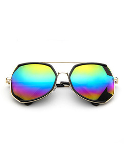 Multi-Color Gradient Metal and Plastic Irregular Sunglasses