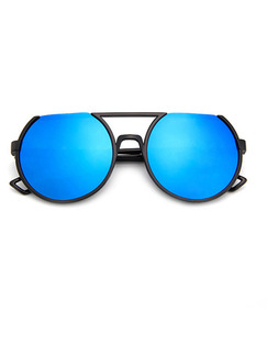 Blue Solid Color Plastic Round Sunglasses
