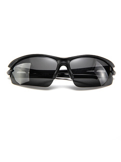Black Solid Color Plastic Ride Wrap Sunglasses