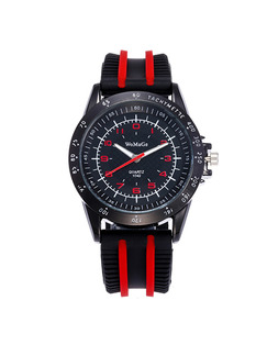 Black and Red Rubber Band Bracelet Quartz Watch