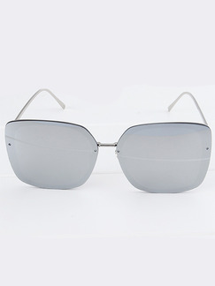 Gray Solid Color Metal Irregular Sunglasses