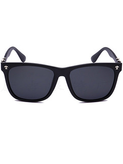 Black Solid Color Metal and Plastic Polarized Square Sunglasses
