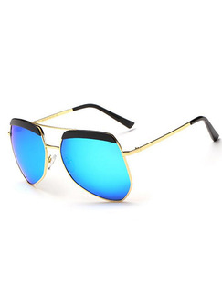 Blue Gradient Metal and Plastic Polarized Irregular Sunglasses